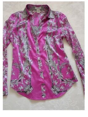 Rare find Cache silk silver scarf baroque S